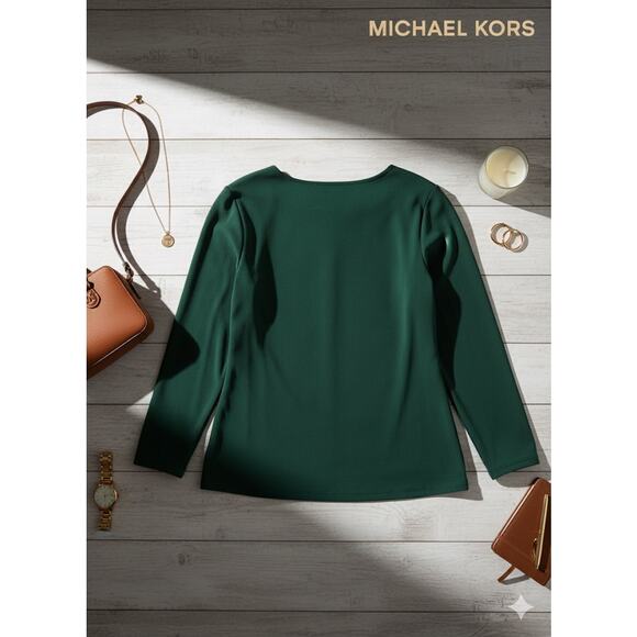 NWT Michael Kors Emerald Green Top Sz. M - Picture 2 of 6